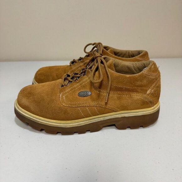 LUGZ Suede Work Boots Men\'s 11 Steel Toe Shoes Industrial Sneakers Brown Leather